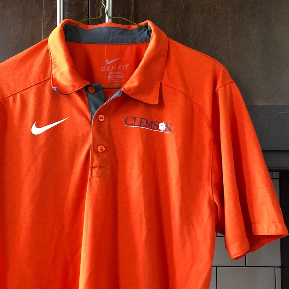 Nike Dri-Fit Clemson Tigers Orange Golf Polo Small - Picture 1 of 4
